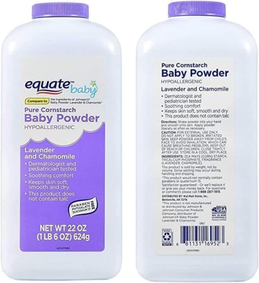 Pure Cornstarch Baby Powder with Lavender and Chamomile (2 Pack)