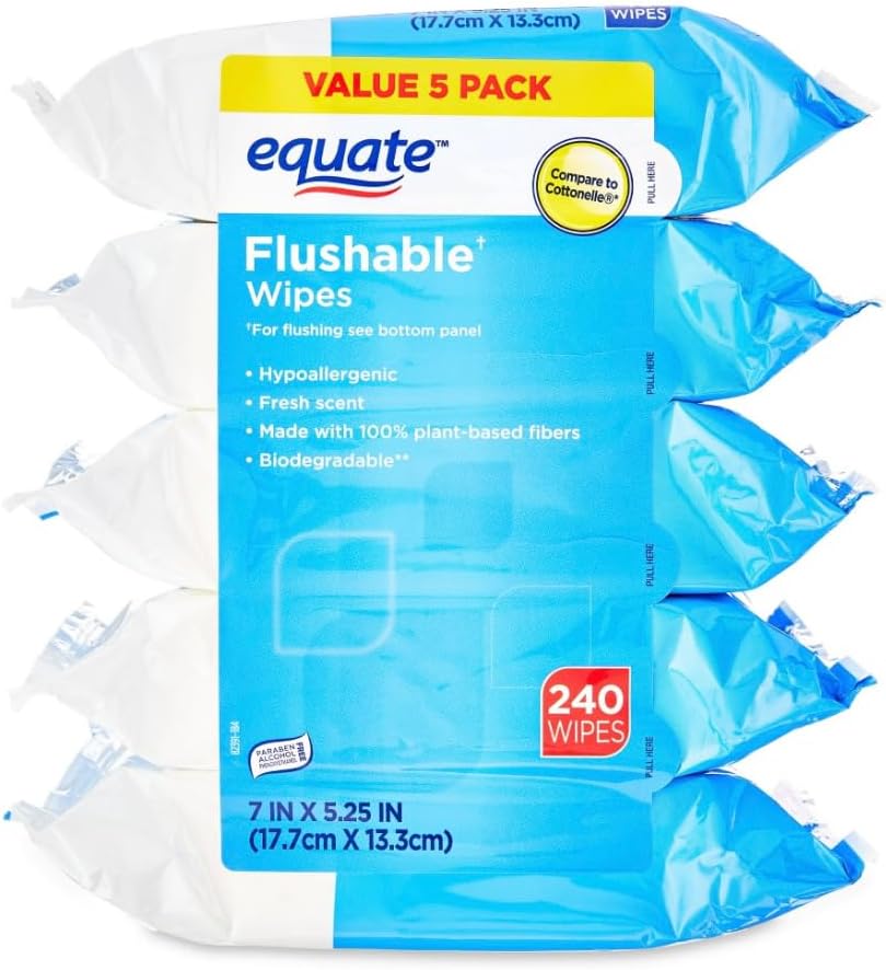Equate Flushable Wipes, Fresh Scent, 240 Ct