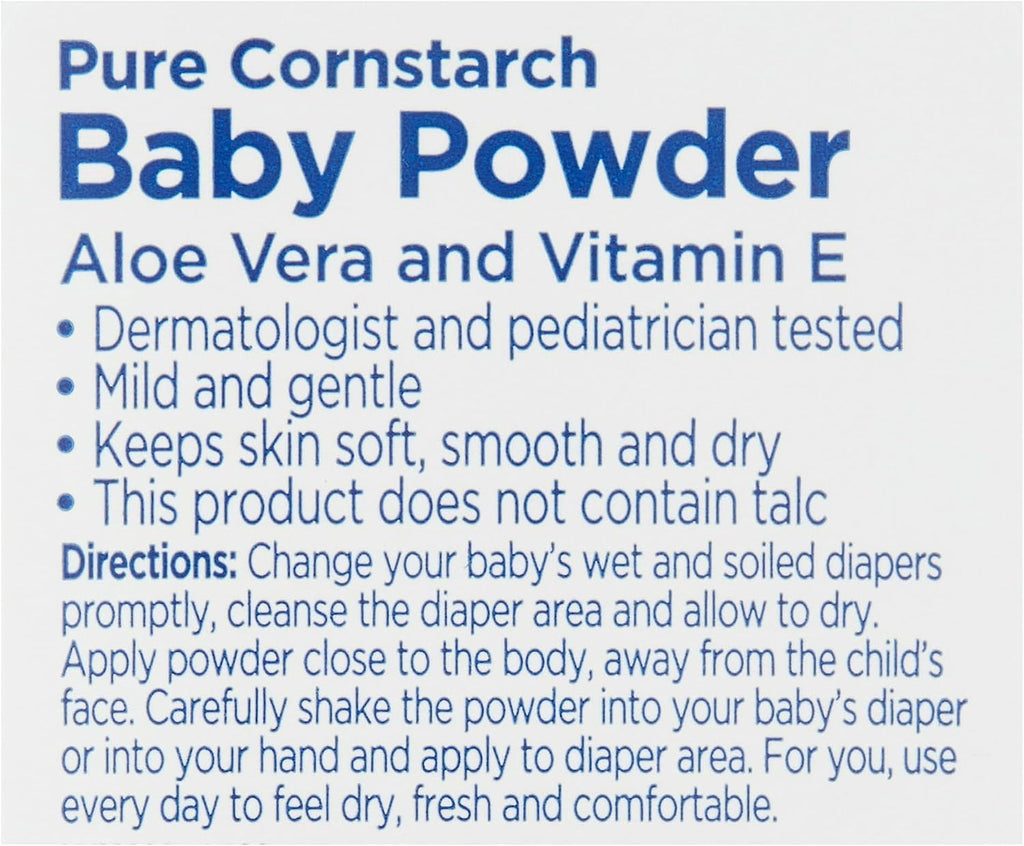 Pure Cornstarch Baby Powder Aloe and Vitamin E (22 oz - 2 Pack)