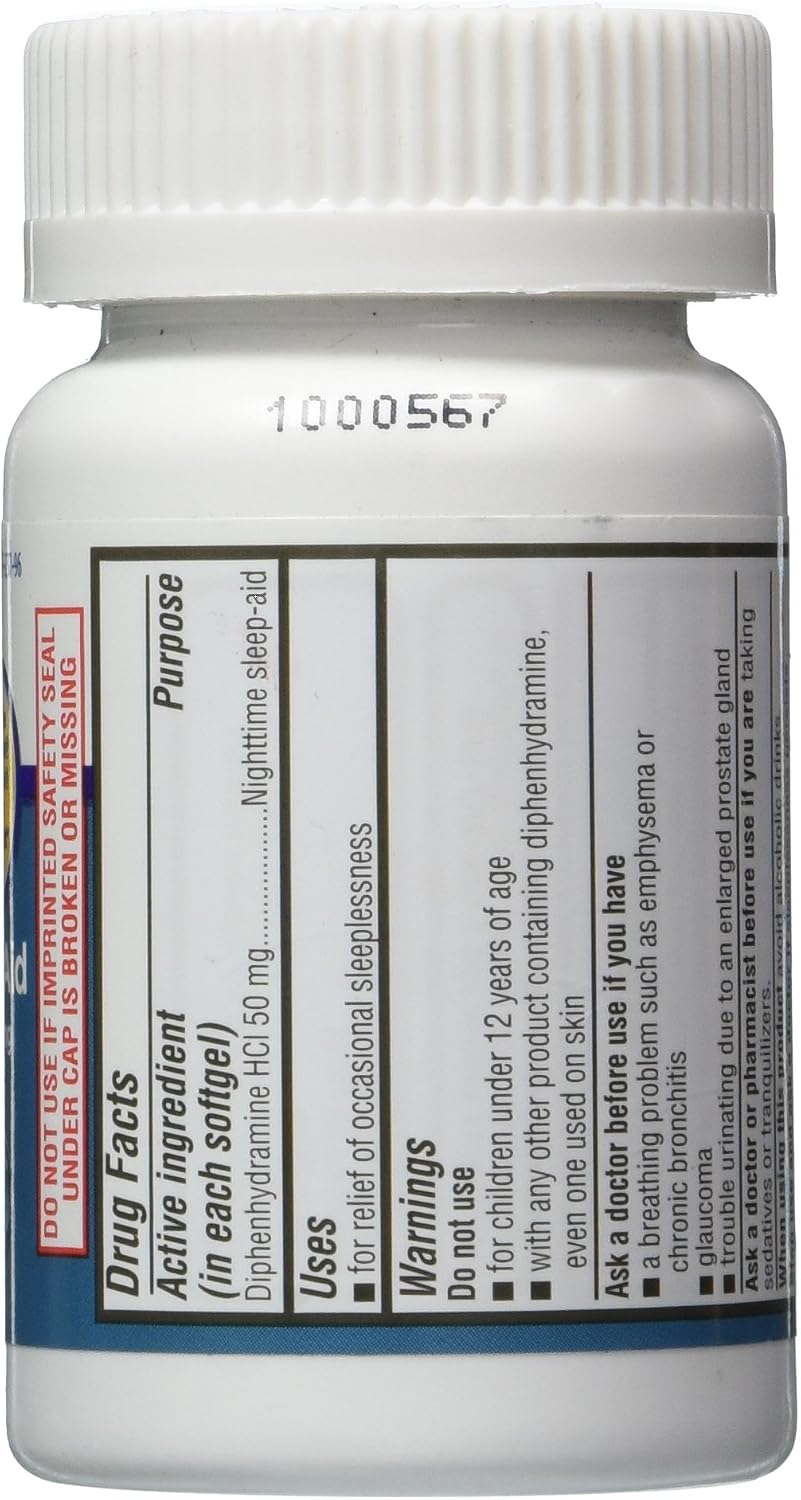 Equate - Sleep Aid 50 mg, Maximum Strength, 96 Softgels (Compare to Unisom)
