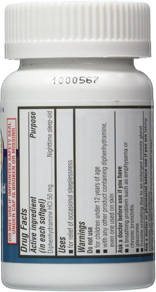 Equate - Sleep Aid 50 mg, Maximum Strength, 96 Softgels (Compare to Unisom)