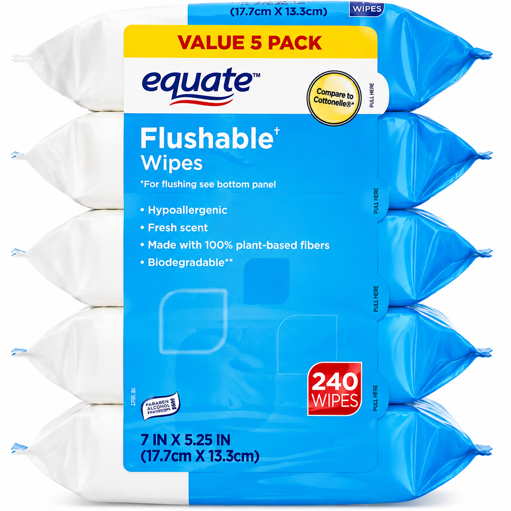 Equate Flushable Wipes, Fresh Scent, 240 Ct