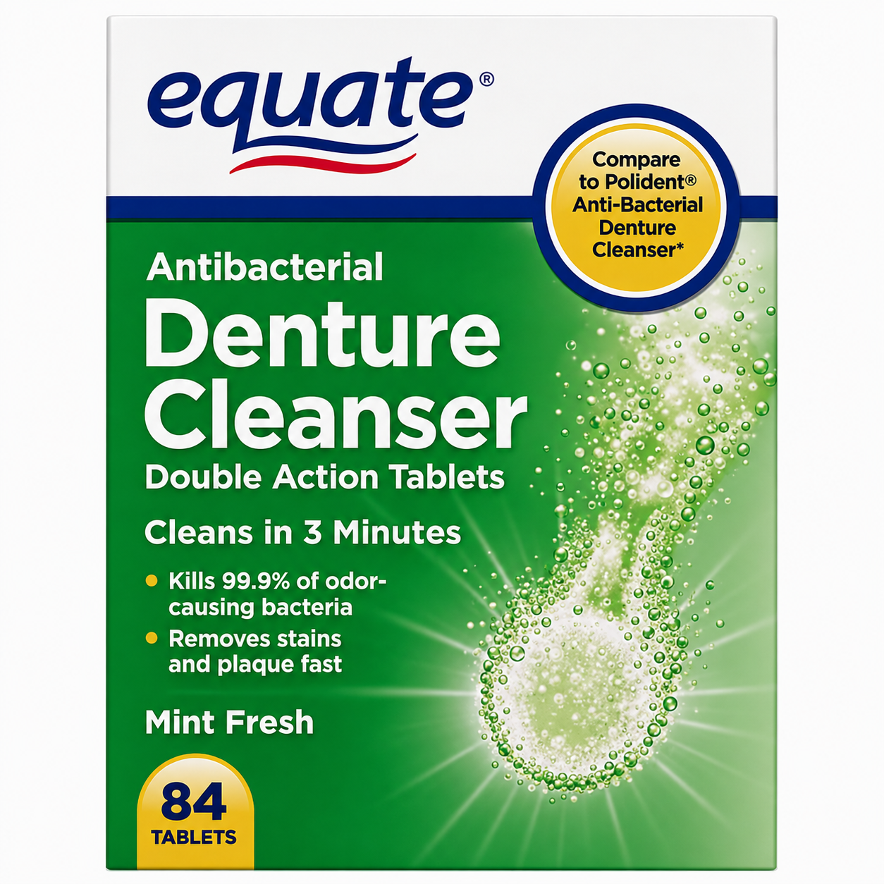 Equate Antibacterial Denture Cleanser TWO-PACK 168 Tabs