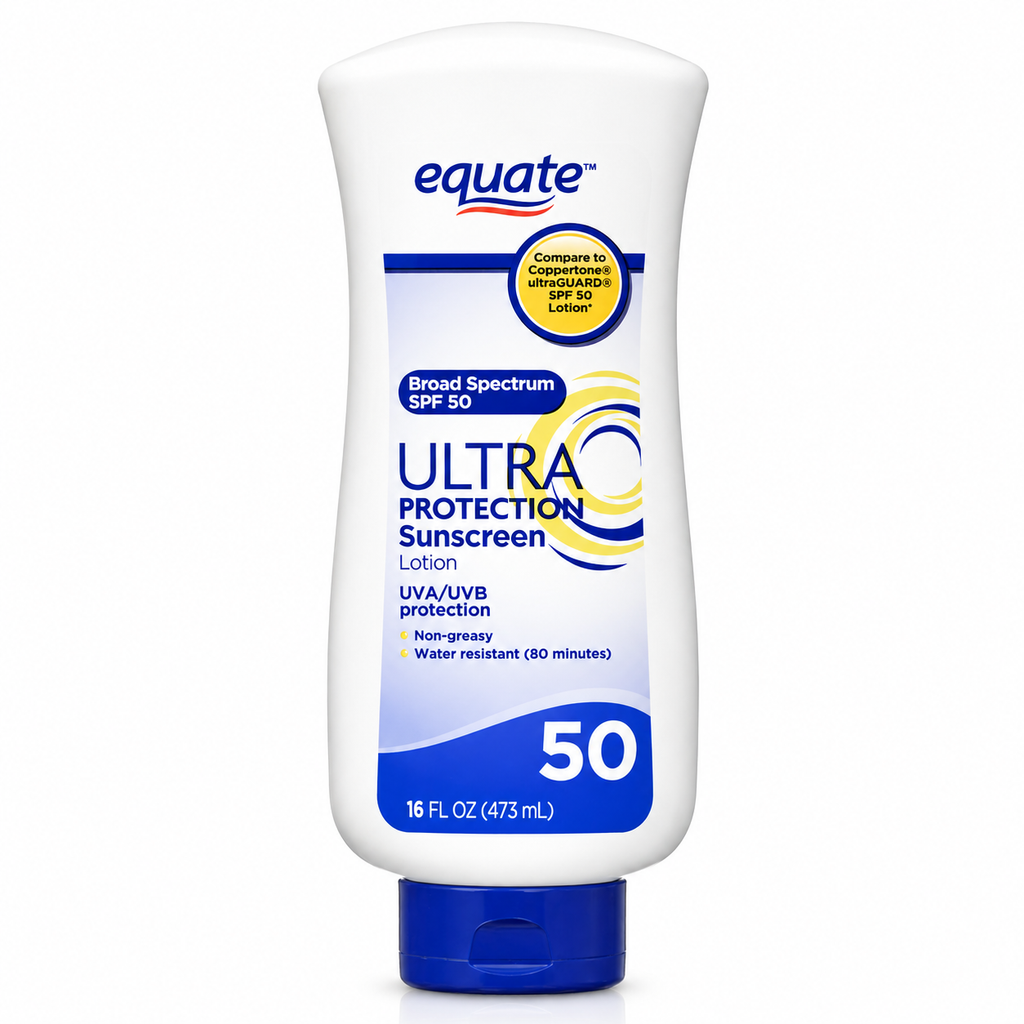 Equate Ultra Protection Sunscreen SPF 50 16oz Compare to Coppertone SPF 50 Lotion