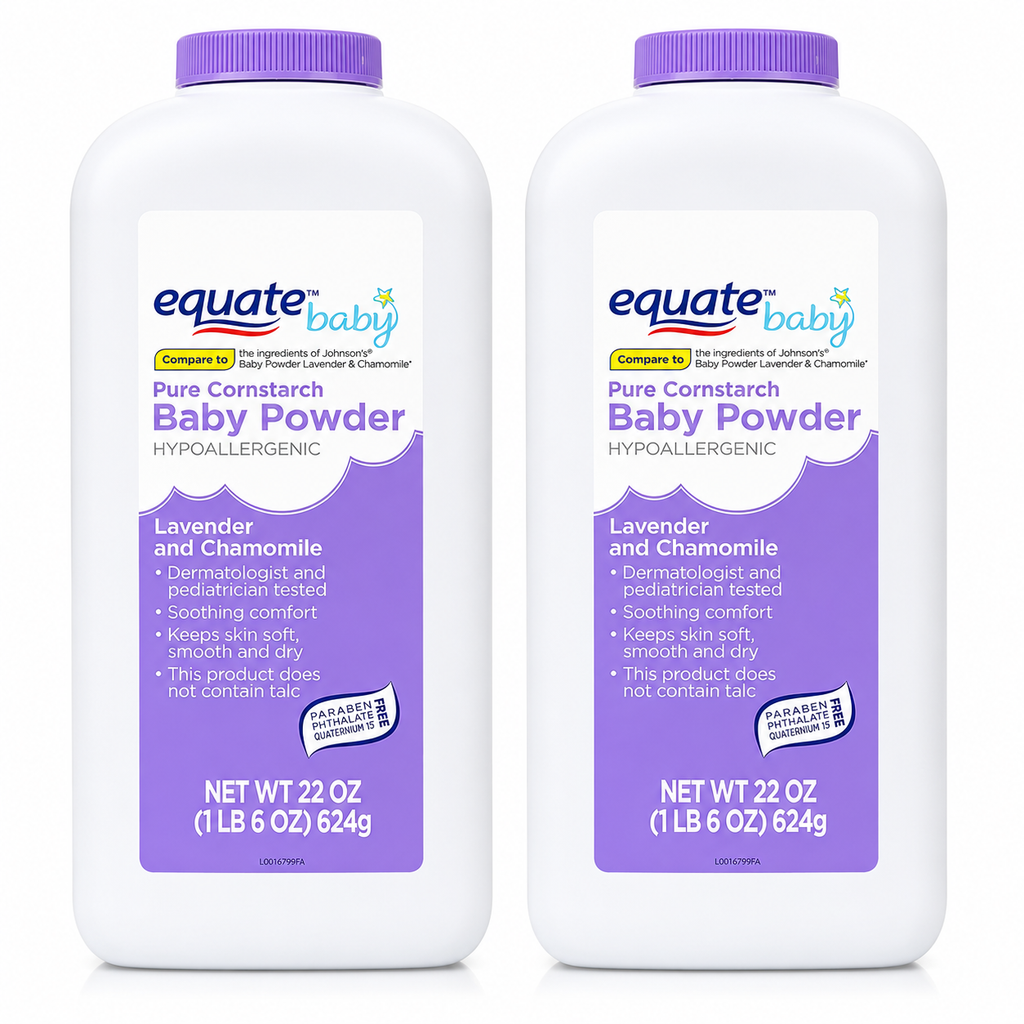 Pure Cornstarch Baby Powder with Lavender and Chamomile (2 Pack)