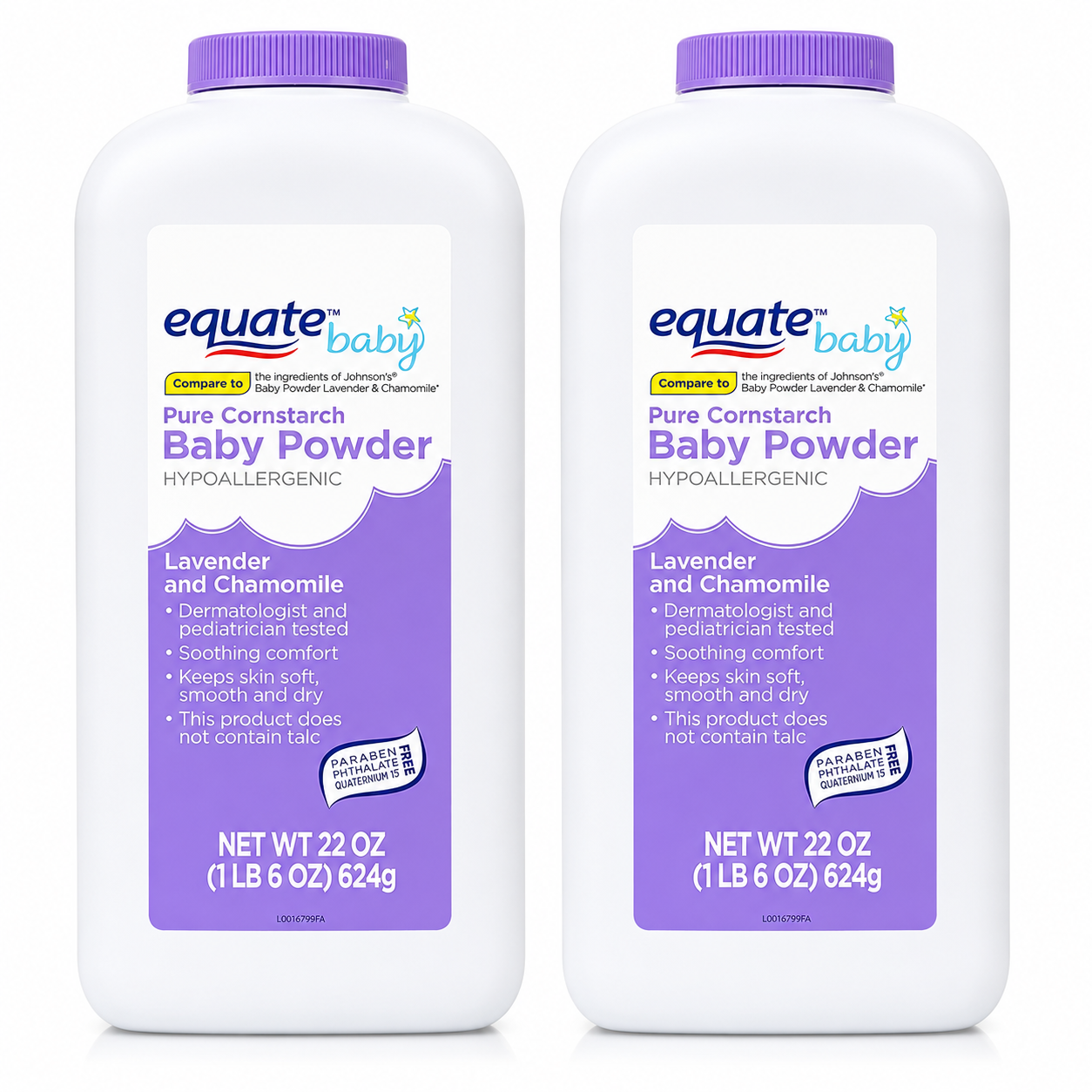Pure Cornstarch Baby Powder with Lavender and Chamomile (2 Pack)